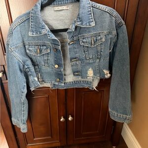 Carmar Blue Distressed Cropped Jacket